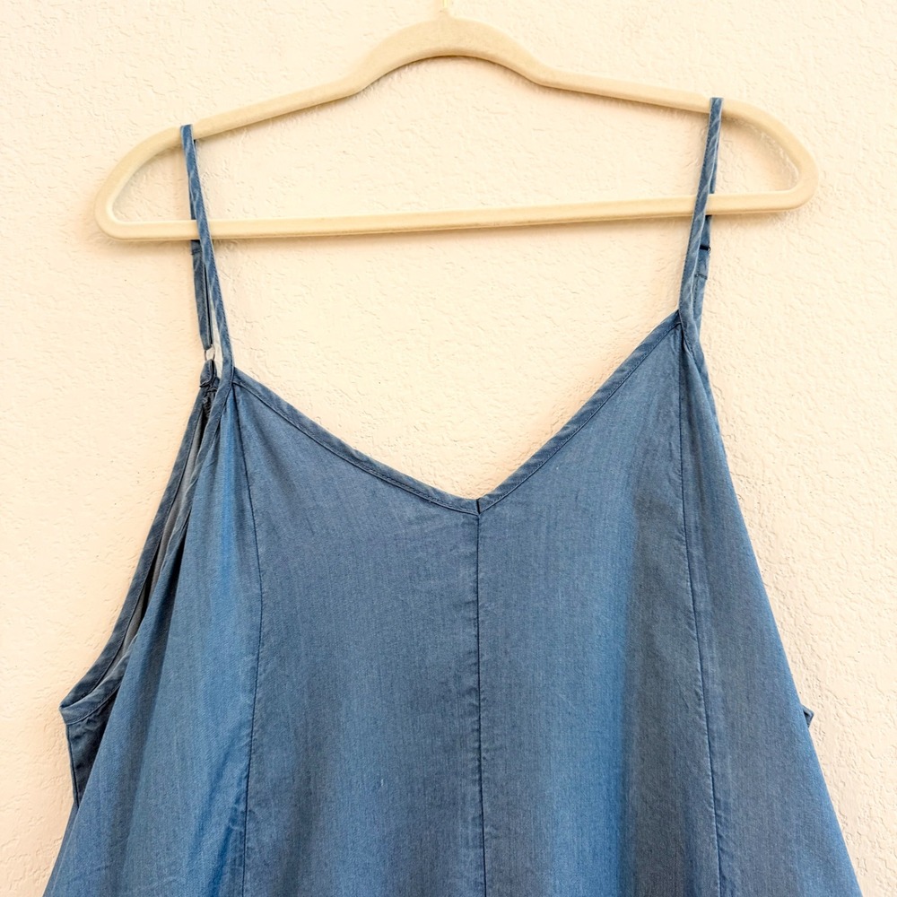 Torrid Blue Lyocell Maxi Dress Womens 2 Plus Size Spaghetti Strap Pocket Flowy - Picture 3 of 13